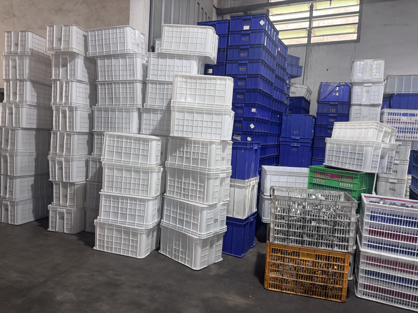 Crates of die-cast castings